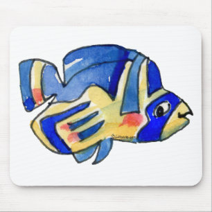 Blue Cartoon Butterfly Fish Mouse Pad