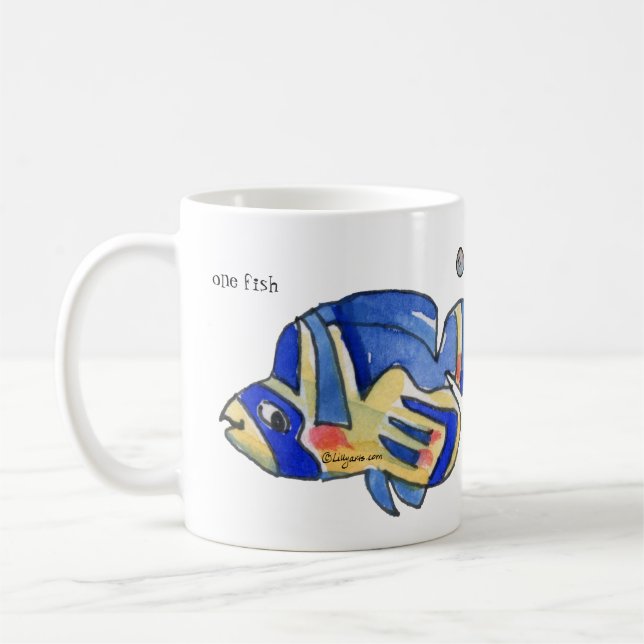 Blue Cartoon Butterfly Fish Mug (Left)