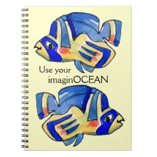 Blue Cartoon Butterfly Fish Notebook