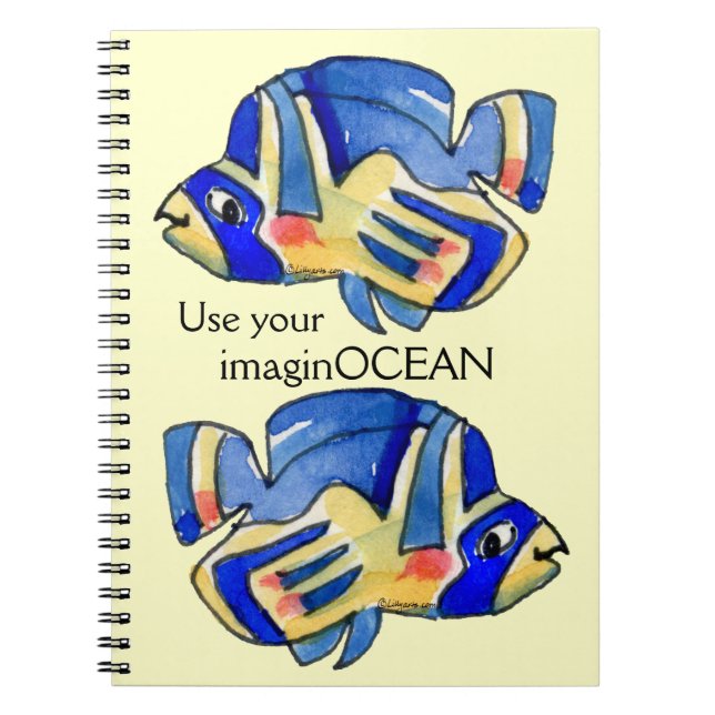 Blue Cartoon Butterfly Fish Notebook (Front)