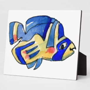 Blue Cartoon Butterfly Fish Plaque