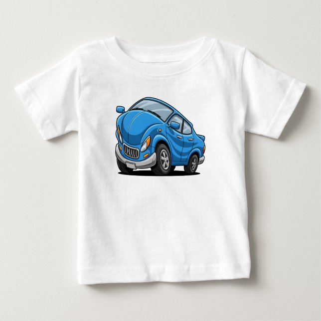 Blue Cartoon Car Baby T-Shirt (Front)