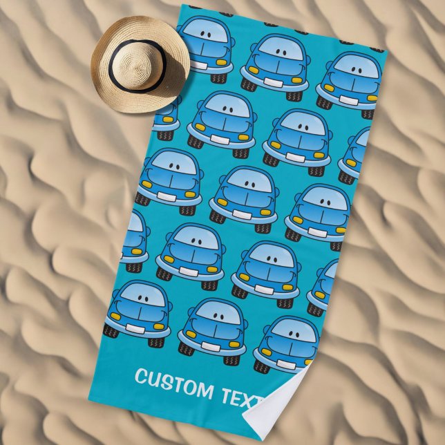 Blue cartoon car beach towel (Creator Uploaded)