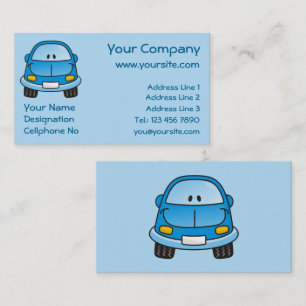 Blue cartoon car business card