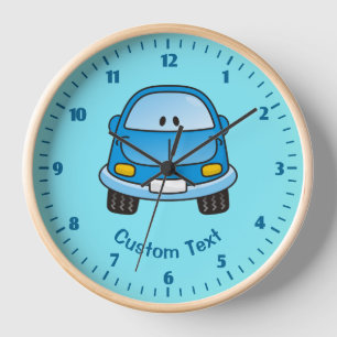 Blue Cartoon Car Clock