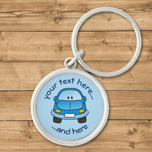 Blue cartoon car key ring