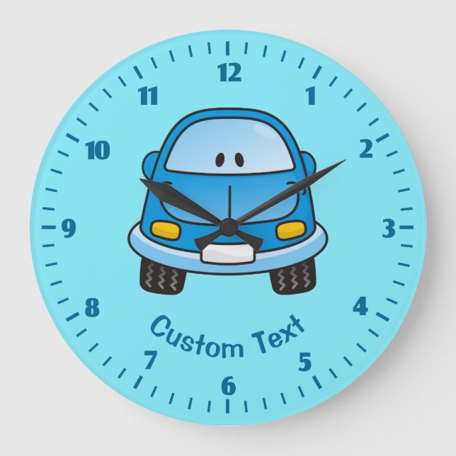 Blue Cartoon Car Large Clock (Front)