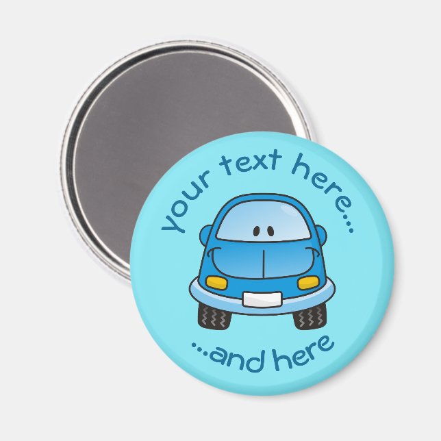 Blue Cartoon Car Magnet (Front/Back)