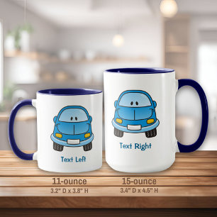 Blue cartoon car mug