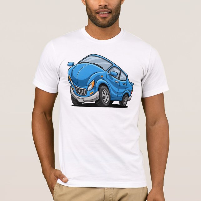 Blue Cartoon Car T-Shirt (Front)