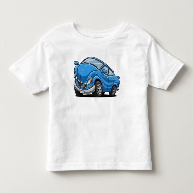 Blue Cartoon Car Toddler T-Shirt (Front)