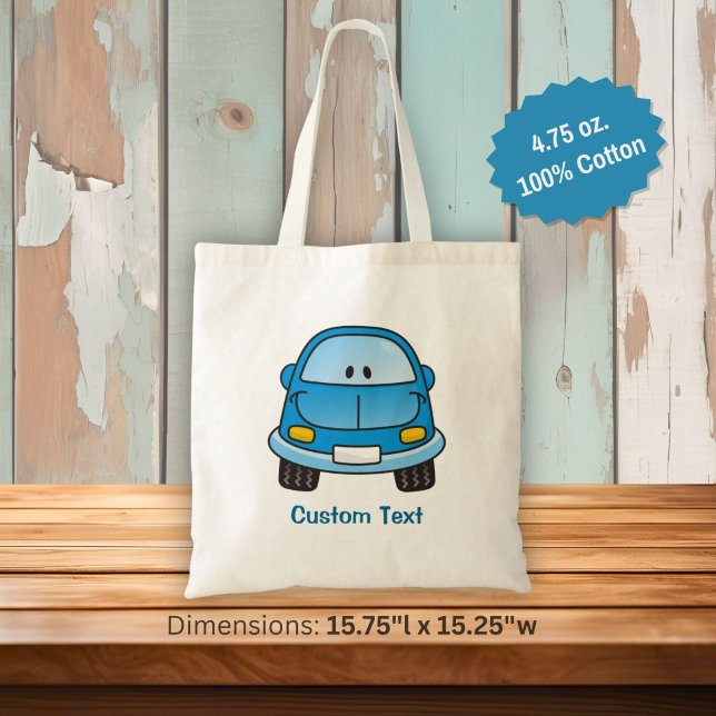 Blue cartoon car tote bag (Creator Uploaded)
