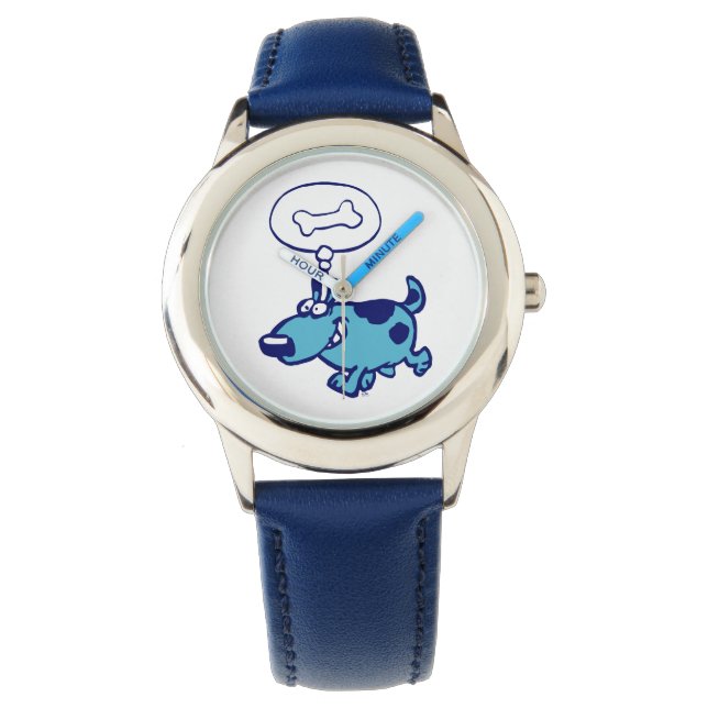 Blue Cartoon Dog thinking of bone Watch (Front)