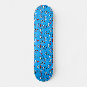 Blue Cartoon Face Pattern Skateboard