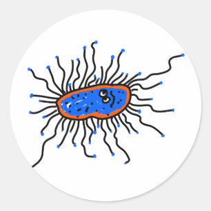 Blue Cartoon Germ Classic Round Sticker