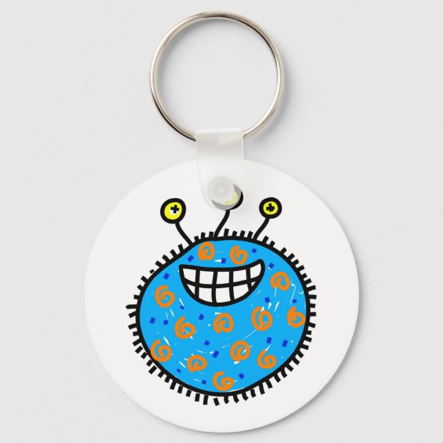 Blue Cartoon Germ Key Ring (Front)