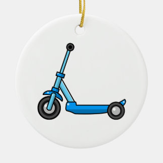Blue Cartoon Kick/Push Scooter Ceramic Ornament
