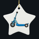 Blue Cartoon Kick/Push Scooter Ceramic Tree Decoration<br><div class="desc">Blue Cartoon Kick/Push Scooter. Makes a great gift! 
 Did you know? You can customise this item by clicking "Customise It"! 
 For more cool vehicles,  check out CoolVehicles at http://www.zazzle.com/coolvehicles?rf=238731952171470542.  You can also follow this store on Twitter at https://twitter.com/VehiclesStore to stay up-to-date on new products!</div>