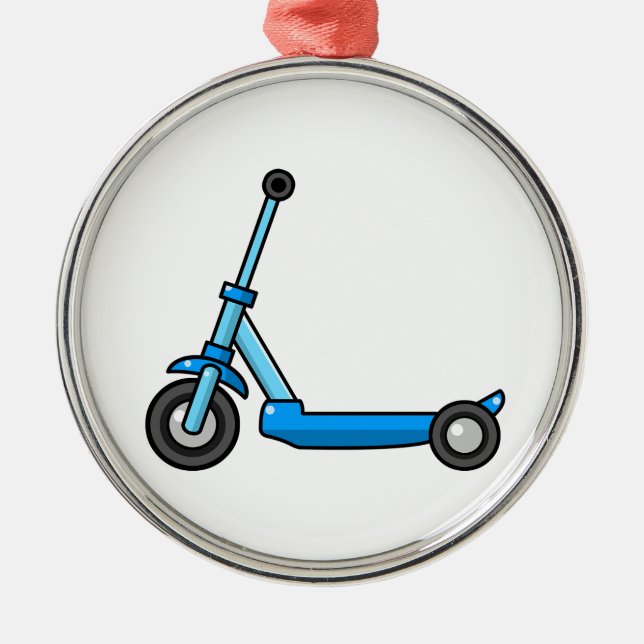 Blue Cartoon Kick/Push Scooter Metal Tree Decoration (Front)