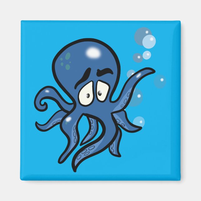 Blue Cartoon Octopus Magnet (Front)