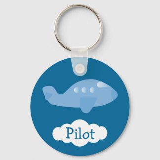 Blue Cartoon Plane Customisable Pilot Key Ring