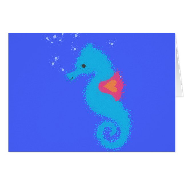 Blue Cartoon Seahorse (Front Horizontal)