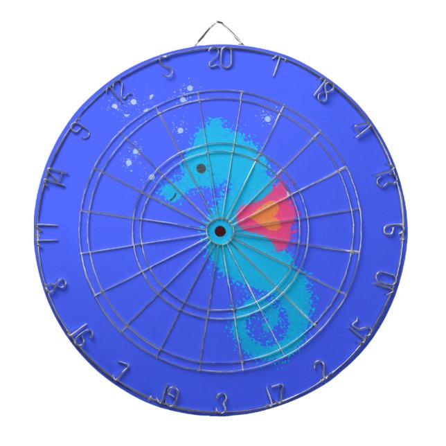 Blue Cartoon Seahorse Dartboard (Front)