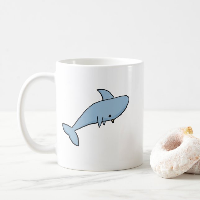 Blue Cartoon Shark Coffee Mug (With Donut)