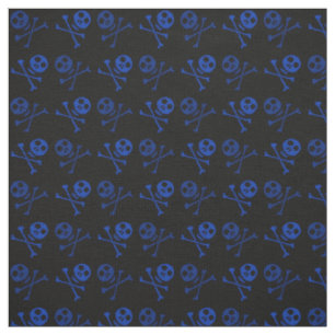 Blue Cartoon Skull Pattern Fabric