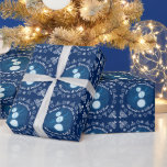 Blue Cartoon Snowman Holiday Happy Hanukkah Wrapping Paper<br><div class="desc">Cute Blue Cartoon Snowman Winter Holiday Custom Personalised Happy Hanukkah Wrapping Paper Gift Wrap Circle Design. Can be customised to change the background colour. Is the wind blowing Mister Snowman over or did he just lose his balance? The "oh dear" expression on his snowy little face makes me smile. Add...</div>