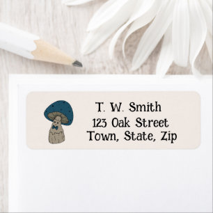 Blue Cartoon Toadstool Address Return Address Label