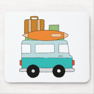 Blue Cartoon Van Best Family Adventure Vacations Mouse Pad
