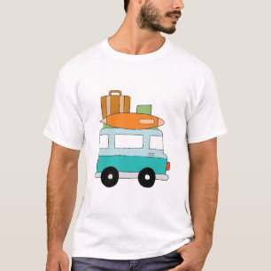 Blue Cartoon Van Best Family Adventure Vacations T-Shirt