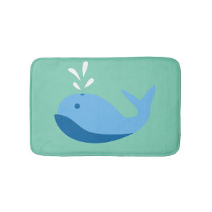 Blue Cartoon Whale Custom Bath Mat