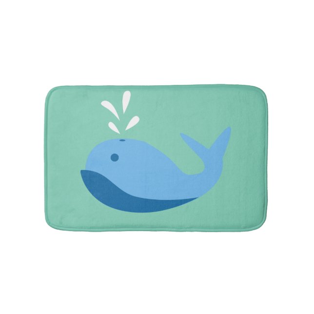Blue Cartoon Whale Custom Bath Mat (Front)