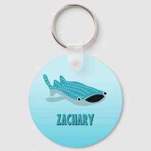 Blue Cartoon Whale Shark Personalized Key Ring