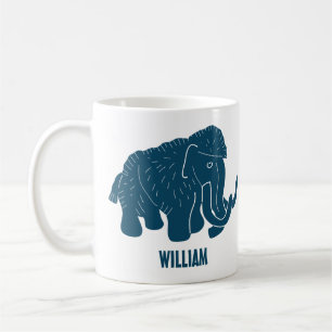 Blue Cartoon Woolly Mammoth Personalised Coffee Mug