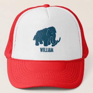 Blue Cartoon Woolly Mammoth Personalised Trucker Hat