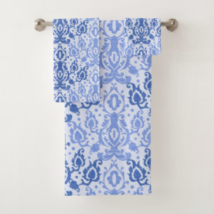 Blue Casbah Moroccan Damask Bath Towel Set