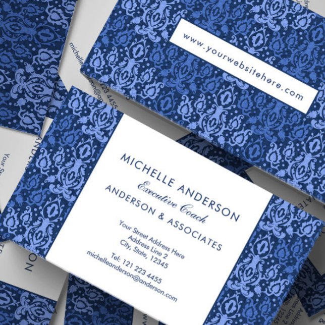 Blue Casbah Moroccan Damask Business Card (Creator Uploaded)