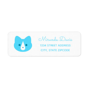 Blue Cat Address Label Return Address Label