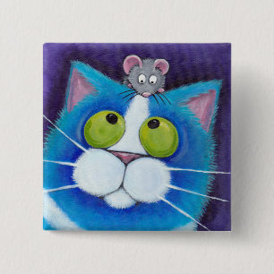 Blue Cat and Mouse Button