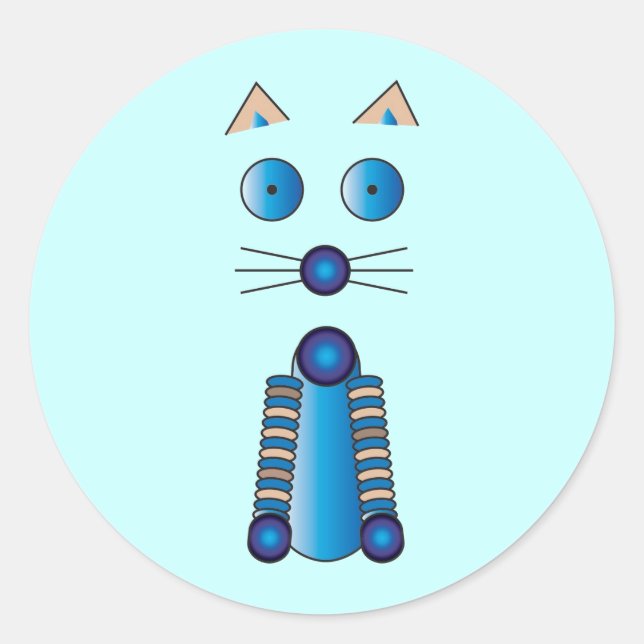 Blue CAT Classic Round Sticker (Front)