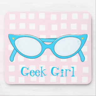Blue Cat Eye Glasses Mouse Pad