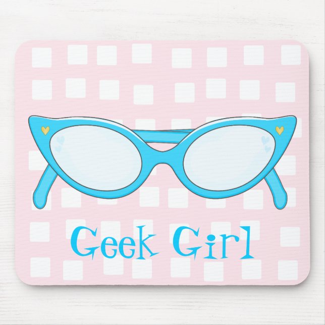 Blue Cat Eye Glasses Mouse Pad (Front)