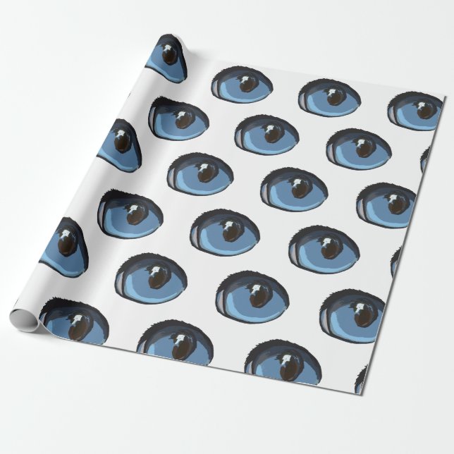 Blue Cat Eye Wrapping Paper (Unrolled)
