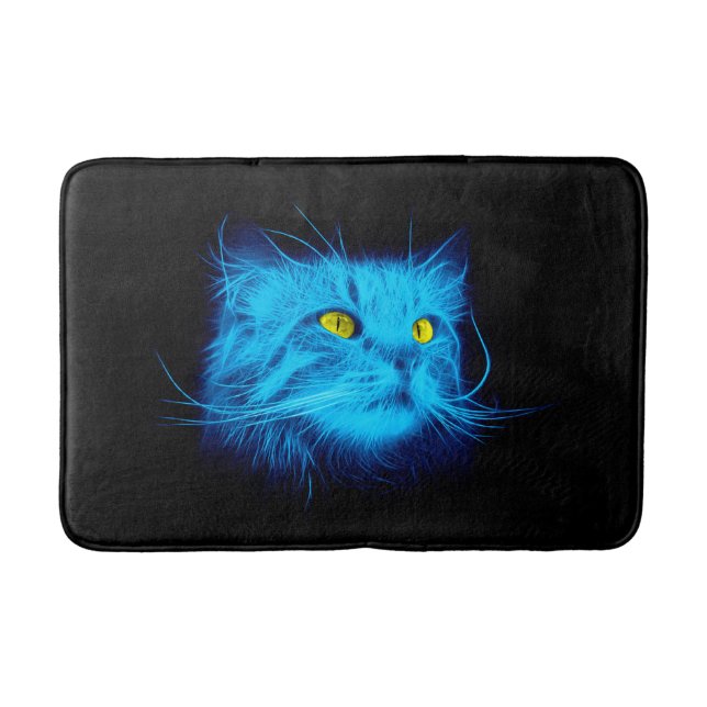 Blue Cat Face Bath Mat (Front)