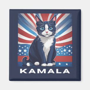 Blue Cat for Kamala 2024 US Election Democrat Magnet