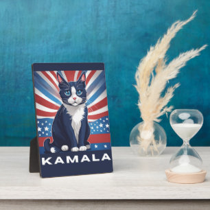 Blue Cat for Kamala 2024 US Election Democrat Plaque