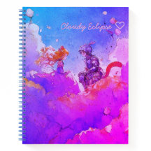 Blue Cat Girl Princess & Cat Knight Boy Notebook